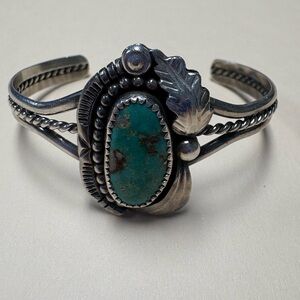 Signed Ted Etsitty Navajo Silver and Turquoise Bracelet